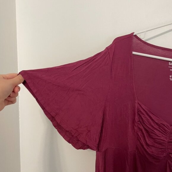 TORRID 1 Plus Size Babydoll Super Soft Ruched Sweetheart Neck Sharkbite Hem Top - Picture 8 of 16